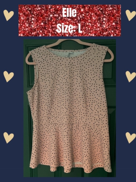 Elle Tops - Elle Pink Dot Sleeveless Peplum Top